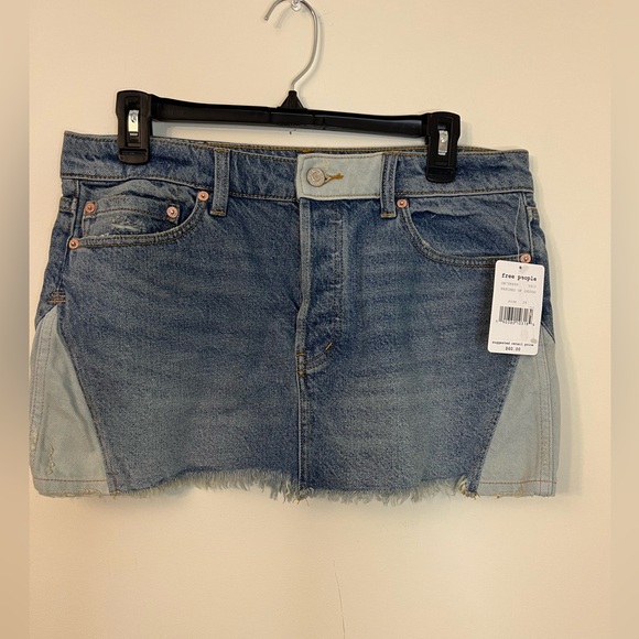 Free People Patched Up Indigo Denim Mini Skirt - Picture 3 of 9